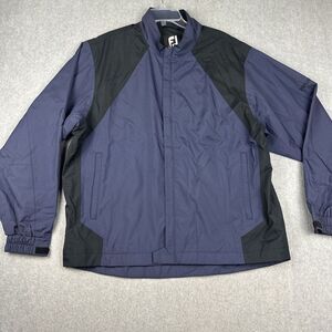 Footjoy Jacket Mens XL Blue Full Zip Golf Performance Dryjoys Blade‎ Collar Wind